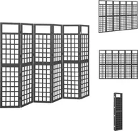 vidaXL 6-tlg. Paravent/Spalier Massivholz Tanne Schwarz 242,5x180 cm -  Raumteiler