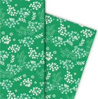 Zartes Geschenkpapier mit feinen Blüten in grün - G6272, 32 x 48cm