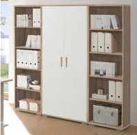 Regalwand Aktenschrank Büroschrank Schrankwand Büromöbel Regal "Clermont I" Sonoma-Eiche/Weiß