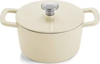 Fissler Moments Collection / Emaillierter Gusseisen-Bräter, rund (Ø 24 cm) Cast-Iron Topf, Cocotte AromaStar-Funktion, Induktion – Elfenbeinweiß