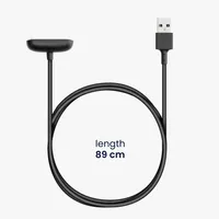kwmobile USB Kabel Charger kompatibel mit Fitbit Charge 5 / luxe Ladekabel - Smart Watch Ersatzkabel - Fitnesstracker Aufladekabel in Schwarz