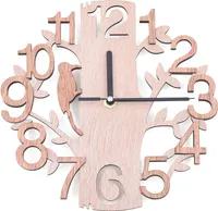 Rund Holzwanduhr Retro Wanduhr batteriebetriebene Antik Shabby Uhr Ohne Ticken  für Wohnzimmer Büro  Zuhause Dekor
