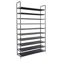 Schuhregal  Schuhablage 10 Böden - Metall schwarz für 50 Paare Schuhe