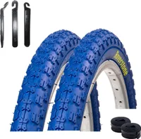 2 x Roverstone 20" Fahrradreifen Fahrradmantel blau 54-406 (20 x 2,125) + 2 Schläuche AV  inkl. Reifenheber