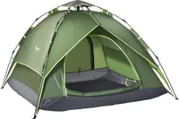 Outsunny Doppelzelt Campingzelt Outdoorzelt Familienzelt 2 Türen Polyester + Glasfaser Dunkelgrün 210 x 210 x 140 cm