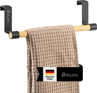 eluno Geschirrhandtuchhalter mit Bambus ohne Bohren zum Einhängen schwarz