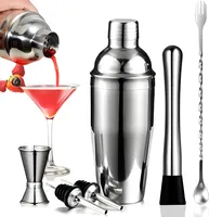 6-dielna sada koktailových šejkrov z nehrdzavejúcej ocele so sitkom 750 ml odmerka 2 nálevky piest barmanská lyžica barmanské príslušenstvo koktailový šejker Retoo