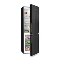 Klarstein Miro XL Kühl-Gefrierkombination Kühlschrank , 251 Liter Gesamtvolumen , Volumen Gefrierfach: 74 Liter , Volumen Kühlschrank: 177 Liter , Kühlbereich: 4 Glasböden / 4 Türfächer / Crisper-Fach , 3 Gefrierkörbe ,  / 42 dB , ZestfulART Design: mattschwarze Blackboard-Front , schwarz