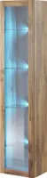 Furniture24 Hängevitrine Vigo, Vitrine, Vitrinenschrank, Hängeschrank, Wandvitrine, Wandschrank mit 1 Tür, Schrank, Wohnzimmerschrank, Grifflose, "Push to open" Wotan Eiche