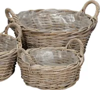 Pflanzkorb FARMER grau braun D40cm Kooboo Rattan Rattankorb - GROSS