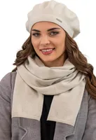 Vivisence damen baskenmütze eleganter wintermütze und schal set warm kopfbedeckung und halsbedeckung an winter und herbst warm dick, winterset für frauen, hergestellt in der eu, beige, einheitsgröße