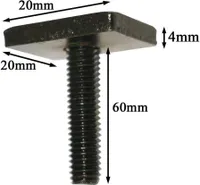 4 Nutsteine M6x60mm Dachträger Relingträger T-Nut Adapter Nutensteine 20x20x4mm