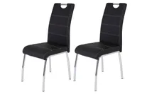 2er Set Vierfußstuhl Susi - Kunstleder Schwarz - Metallgestell Chrom - Bügelgriff - Belastbarkeit ca. 120kg