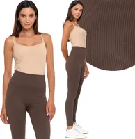 Moraj damskie legginsy termiczne z wysokim stanem i prążkowanym ściągaczem 1000-020, mokka, L/XL