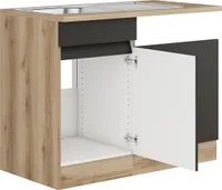 Optifit Spülenschrank inkl Spüle Geschirrspülerblende für teilintegrierten Geschirrspüler Geschirrspülerblende inkl Sockelleiste und Arbeitsplatte Noah420 BxTxH 50 x 60 x 88 cm anthrazit matt zerlegt Anschlag reversibel KLNO SPT506-0+