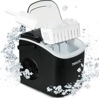 7MAGIC Eiswürfelmaschine, Eiswürfelmaschine Klein, Selbstreinigende Eiswürfelmaschinen, 9 Würfel in 6 Minuten Fertig, 12 KG/24H Eiswürfelbereiter für Zuhause, Party, Schwarz