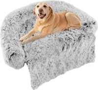 GOPLUS Hundebett, Flauschige Hundematte mit Sofabezug & Abnehmbarer Waschbarer Überzug, Haustiersofabett mit Tragegriff für Hunde Katzen (L (120 x 115 x 18 cm), Grau)