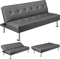 Yaheetech Couch Schlafsofa Klappbett Bettsofa Klappsofa mit Schlaffunktion Gästebett Rückenlehne neigbar 105°/140°/180°, 166,5 x 94 x 40 cm, 350 KG belastbar, Hellgrau