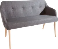 Exklusive Design Sitzbank SCANDINAVIA dunkelgrau mit Armlehne Buche Bank Flurbank Polsterbank