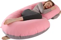 Freetoo Stillkissen xxl Seitenschläferkissen Baumwolle - Pregnancy Pillow Schwangerschaftskissen Lagerungskissen Erwachsene, Rosa | Grau