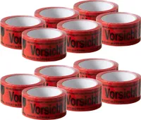 12x Klebeband " Vorsicht Glas " Packband rot Paketband PP 48 mm x 66 m Paket Band
