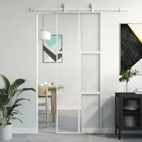 Schiebetür Weiß 76x205 cm Hartglas und Aluminium 155216