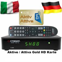 Octagon SX88+ SE CA HD HEVC Full HD DVB-S2X Sat IP Receiver Schwarz mit HD TiVuSat Karte Aktiv