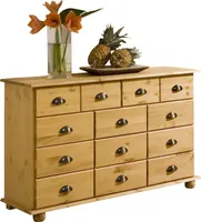 Schubladenschrank Sideboard COLMAR, massives Kiefernholz gebeizt mit 11 Schubladen