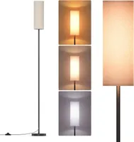 Stehlampe für das Wohnzimmer, dimmbare LED-Stehlampe mit 3 Farbtemperaturen, Leselampe mit Leinenschirm und Fußschalter