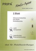 pripa Decalfolie A4 – 2 Blatt – transparent – Tintenstrahldrucker