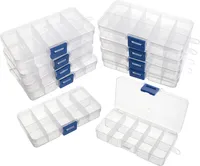 VBS XXL 10er-Pack Sortimentsboxen transparent eckig 10 Fächer 3x2,4x2cm