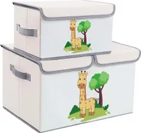 Aufbewahrungsboxen für Kinderzimmer, 2er Set, faltbar, mit Giraffenmotiv, für Spielzeug & Kleidung