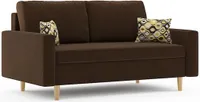 Sofa ETNA 150 x 90 mit Schlaffunktion - Schlafsofa mit Bettkasten - Farben zur Auswahl - dekoratives Kissen - bonell -  MIKRO 20 + AMBER 73 Braun