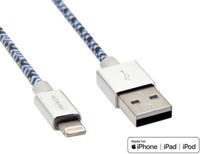 Networx Fancy 2.0 Lightning-USB-Kabel 1 Meter, blau-schwarz-weiß * NEU *