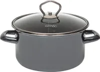 SSW Black Tiger Kochtopf mit Deckel, emailliert, Edelstahlgriffe, Ø 24 cm, 6,1 l