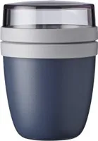 Mepal - Lunchpot Ellipse Mini - Praktischer Joghurtbecher & Müslibecher - Unterteilung für Joghurt & Müsli - Geeignet für Gefrierschrank, Mikrowelle & Spülmaschine - 300 ml + 120 ml - Nordic Denim