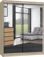 Kleiderschrank 160 cm mit Spiegel RANNO 6 – Eiche sonoma