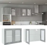 vidaXL Hängeschrank Lyon Glas Grau Sonoma 80x31x60 cm Holzwerkstoff