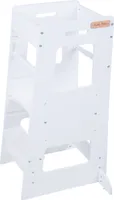 KiddyMoon Lernturm montessori Höhenverstellbar für Kinder - Tritthocker Kitchen helper Kindertritt Lernturm kinder küche Mit rausfallschutz - Weiß