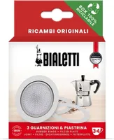 Bialetti - 3 uszczelki + 1 sitko filtrujące aluminiowe dzbanki 3/4 filiżanki