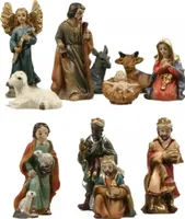 Krippenzubehör / Krippenfiguren - Heilige Familie und weitere Figuren 11-tlg.