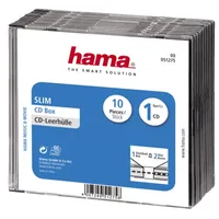 Hama Slim obaly na CD disky, balenie 10 ks, priehľadné/čierne