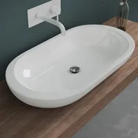 doporro Waschbecken 81x43,5x12cm Aufsatzwaschbecken aus Keramik in Weiß inkl. Nano-Versiegelung Brüssel5057