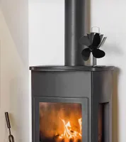 vidaXL Ventilátor na sporák s tepelným napájaním 4 lopatky čierny