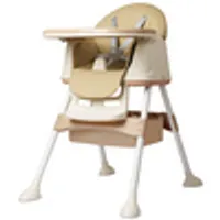 Sessamen-LP 3in1 Hochstühle Kinderstuhl Esstisch Babystuhl Kinder Sitzerhöhung Kindersitz Tischstuhl mit Tisch und Rollen Tablett Tragbarer, Beige