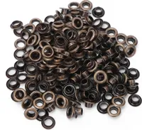 100 sztuk mosiężnych oczek 5 mm, dwustronnych nitów do pasków, toreb i wyrobów skórzanych, w tym 100 uszczelek, brązowych