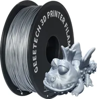 Geeetech PLA filament pre 3D tlačiarne, 1,75 mm, presnosť rozmerov +/- 0,03 mm, 1 kg cievka na 3D tlačový materiál (2,2 libry)°C, strieborná