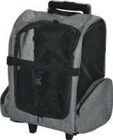 PawHut Hundetrolley Transporttasche Tragetasche für Tiere Trolley 2-in-1 Haustierrucksack Hundetasche mit Tür und Fenster atmungsaktiv Oxfordstoff Grau 42 x 25 x 55 cm