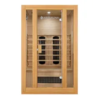 Artsauna Infrarotkabine Nyborg S120K Keramikstrahler & Hemlockholz, 2 Personen, 120 x 105 x 190 cm, LED Farblicht & Glastür, Infrarotsauna Sauna