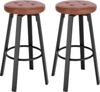 WOLTU 2er Set Barhocker, mit drehbarem Sitz, gepolsterer Hocker mit Kunstleder Bezug, Sitzhocker für Bar Küchen Arbeitszimmer, mit Fußstütze, 120 kg belastbar, Farbe: braun